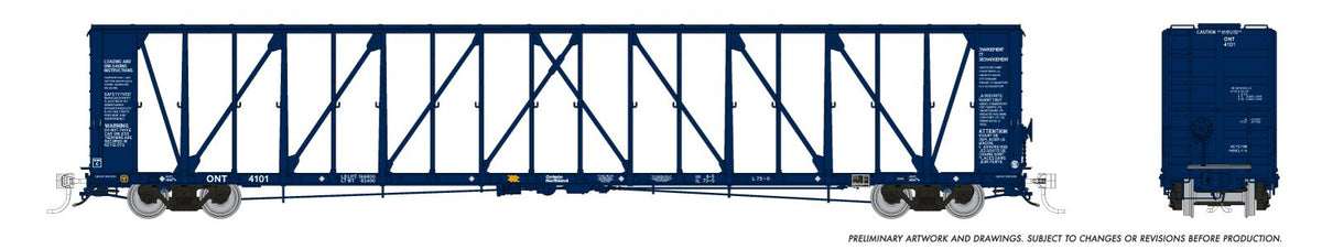 Rapido Trains Inc N 562013A NSC Centerbeam Flatcar Ontario Northland Blue ONT Single Car product image