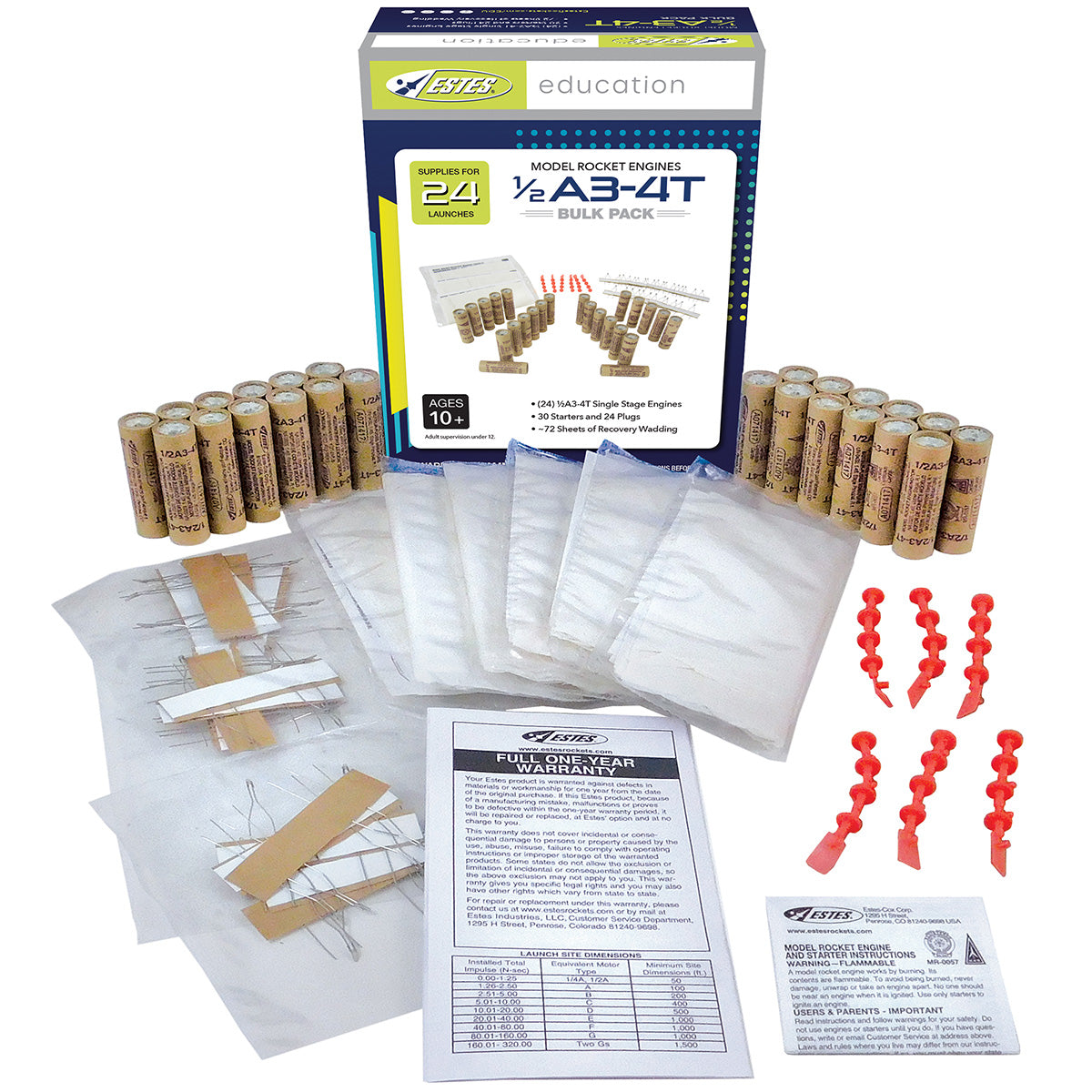 Estes 1/2A3-4T Engine Bulk Pack (1788) product view 2