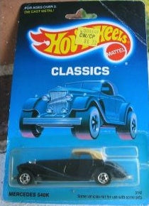 1988 Hot Wheels Mercedes 540K black with tan roof