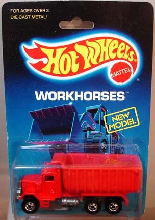 1989 Hot Wheels Peterbilt Dump Truck red Workhorses version