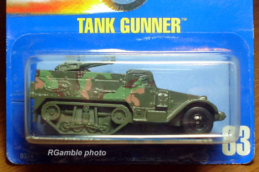 1990 Hot Wheels Tank Gunner #83 in olive camouflage