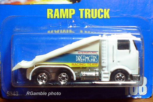 1991 Hot Wheels Ramp Truck number 108 in white with International Dream Cars Racing Team graphics