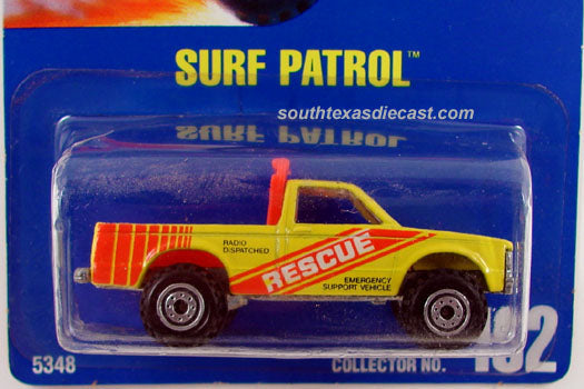 1991 Hot Wheels Surf Patrol number 102 in yellow with Rescue graphics