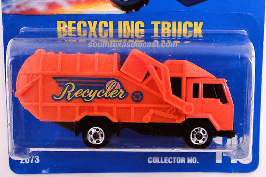 1992 Hot Wheels Recycling Truck number 143 in orange with Recycler graphics