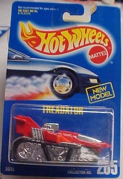 1993 Hot Wheels Treadator number 205 in red with black tracks