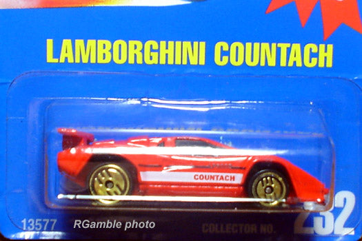 1994 Hot Wheels Lamborghini Countach Gold Medal Speed number 232 in red with gold Ultra Hots wheels