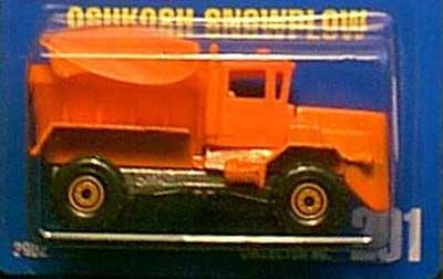 1995 Hot Wheels Oshkosh Snowplow number 201 in orange