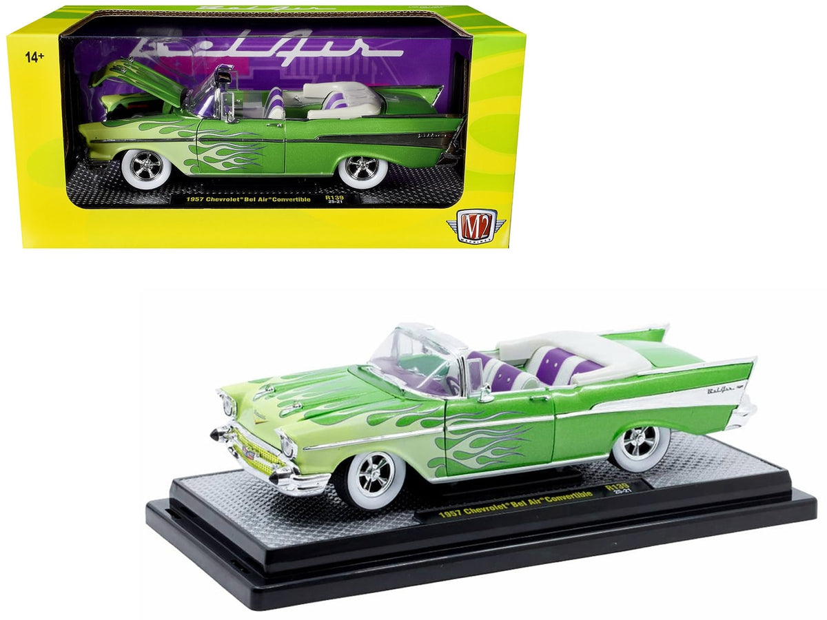 1957 Chevrolet Bel Air Convertible Green Flames – M2 1:24