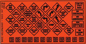Blair Line 104 Highway Signs Construction 1950s-Present (black orange) HO Scale — exact product reference
