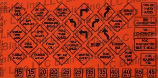 Blair Line N Scale Construction Zone Signs – 004 — exact product reference