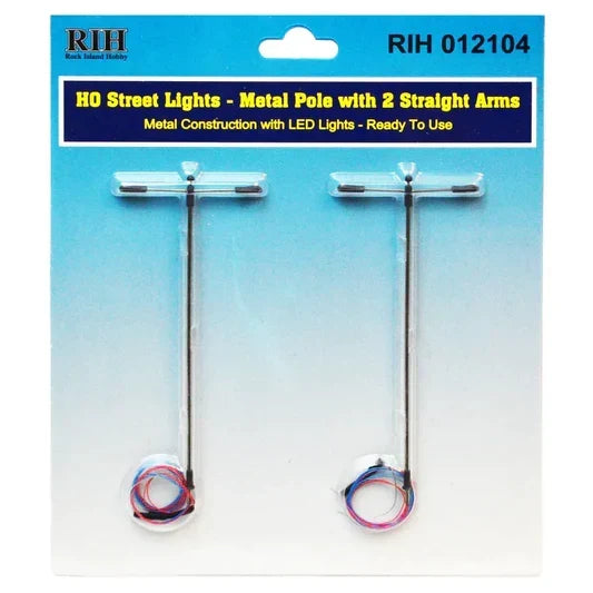 Rock Island Hobby RIH012104 N Scale Street Lights with single pole and 2 straight arms — exact product view