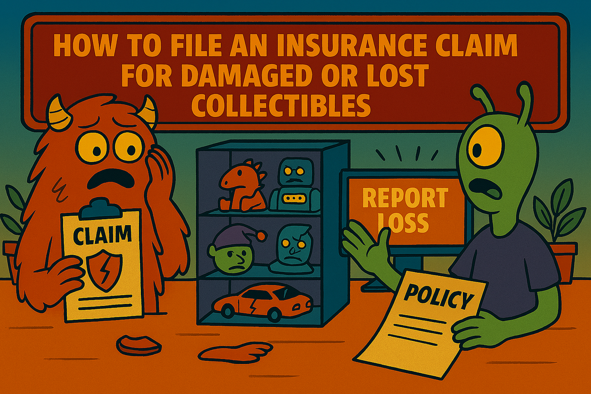 Guide artwork for documenting and reporting an insurance claim involving collectibles