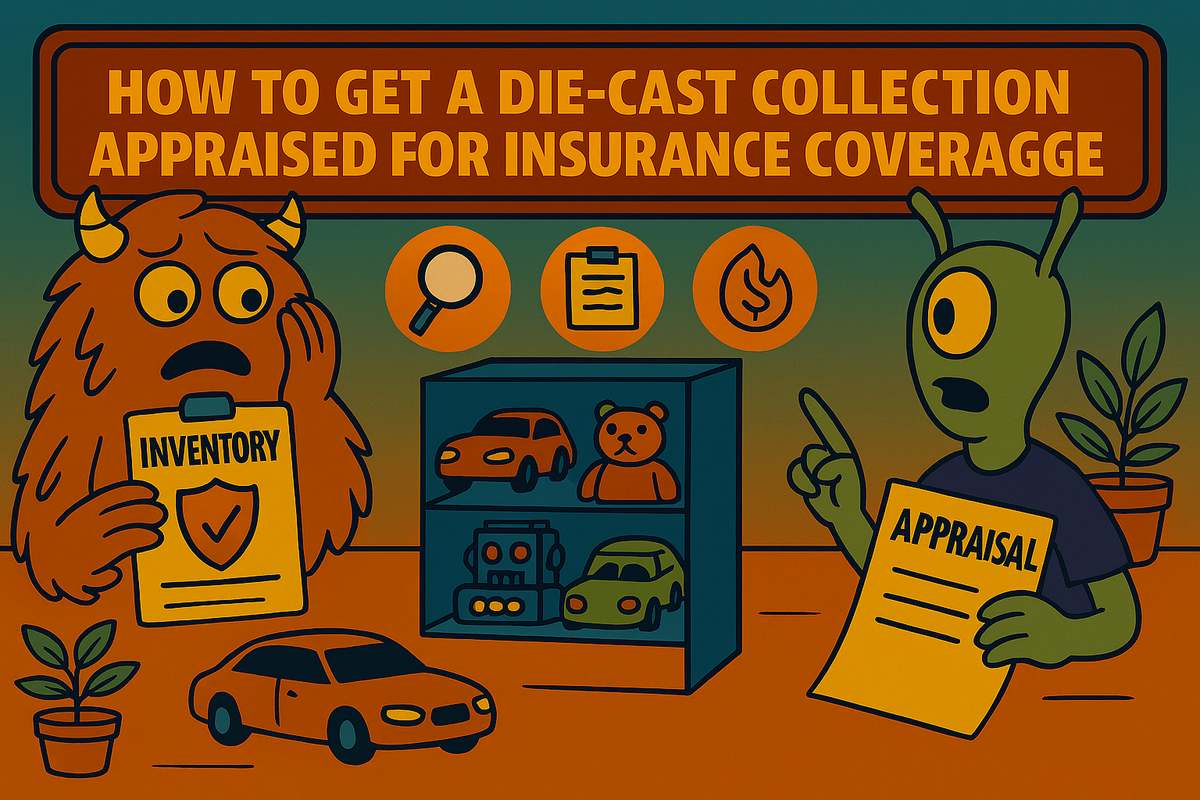 Guide artwork for preparing a diecast collection for an insurance appraisal