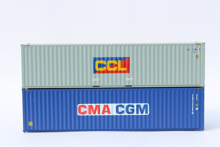 CCL & CMA CGM MIX PACK 40' HIGH CUBE containers with Magnetic system, Corrugated-side. JTC# (405801) exact product view 1
