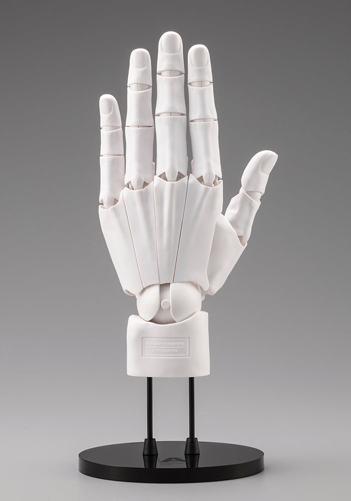 Kotobukiya AT036 men's left-hand model in white, back of open left hand on stand