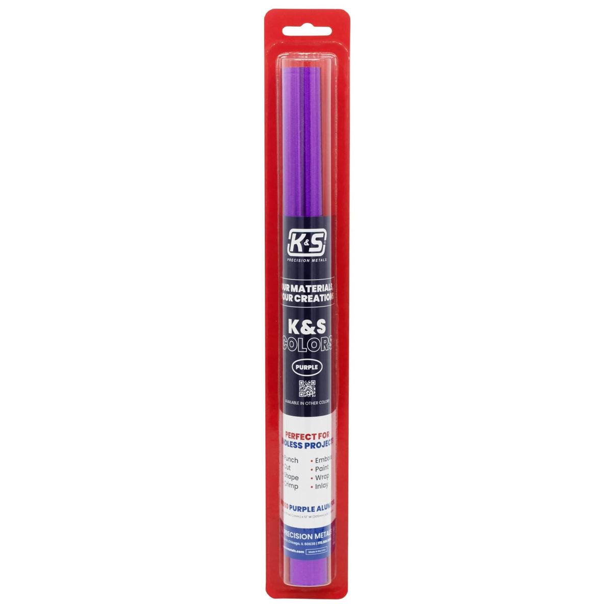 K&S6050 actual purple aluminum crafting foil roll in retail package