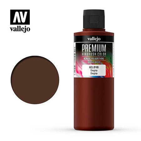 Vallejo Premium Sepia Opaque Acrylic Airbrush Paint 200 ml product photograph