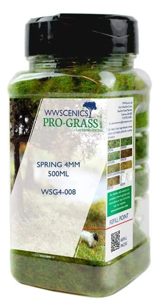 WWScenics 4mm Spring Static Grass 500ml Canister — exact WWScenics product image