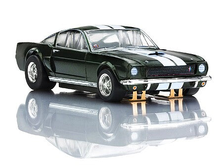 AFX 22150 1966 Shelby Mustang GT350 Ivy Green and white HO slot car — product view 2