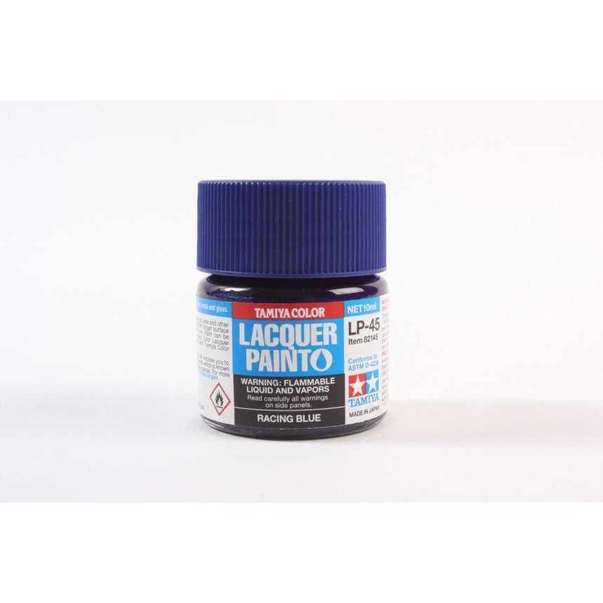 Tamiya LP-45 Racing Blue lacquer paint bottle labeled item 82145