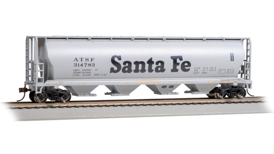 Bachmann HO Scale Canadian 4 Bay Cylindrical Grain Hopper - Santa Fe #314783 - 19102