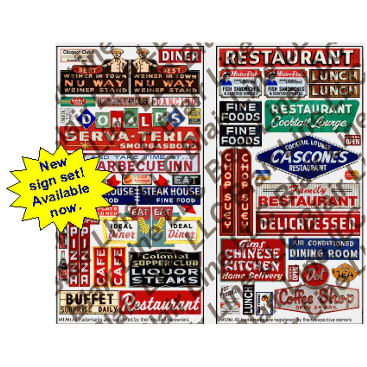 Blair Line 136 Restaurant & Cafe Signs HO Scale — exact product reference