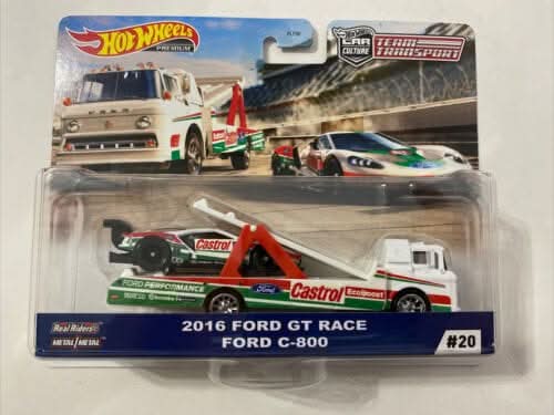 Collectable Carded Hot Wheels Team Transport #20 2016 FORD GT RACE & FORD C-800