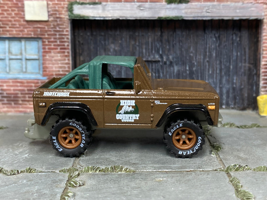 1972 Ford Bronco High Country custom Matchbox with Goodyear-printed rubber tires, view 1