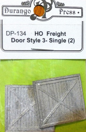Durango Press HO Scale Freight Door Style 3 single white-metal doors, two per pack