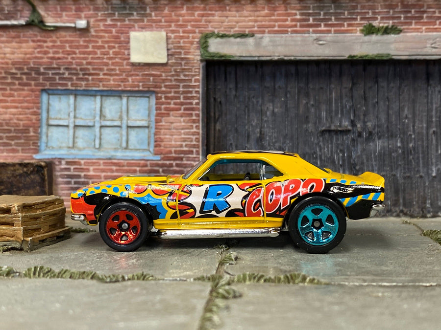 Loose Hot Wheels - 1968 Chevy Camaro COPO - Yellow Camaro Art Car Graphics