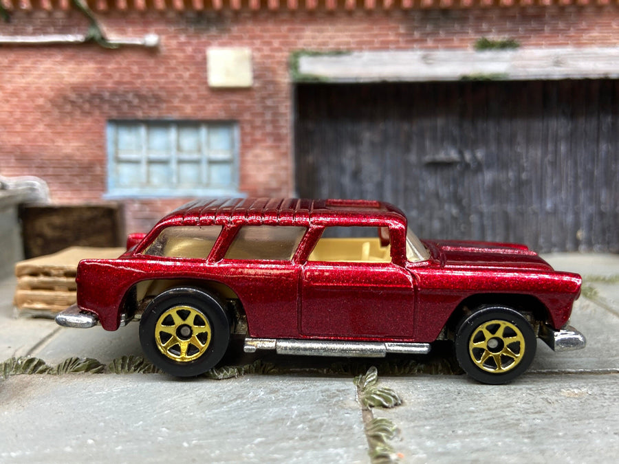 Loose Hot Wheels - 1955 Chevy Nomad - Dark Red and Tan