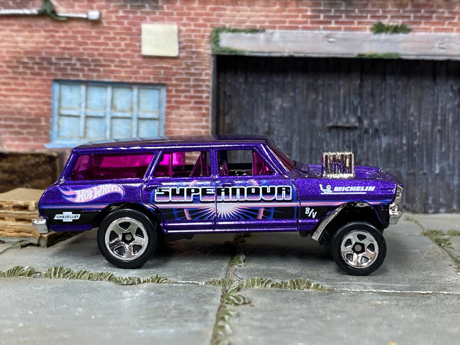 Loose Hot Wheels - 1964 Chevy Nova Station Wagon Gasser - Purple Supernova