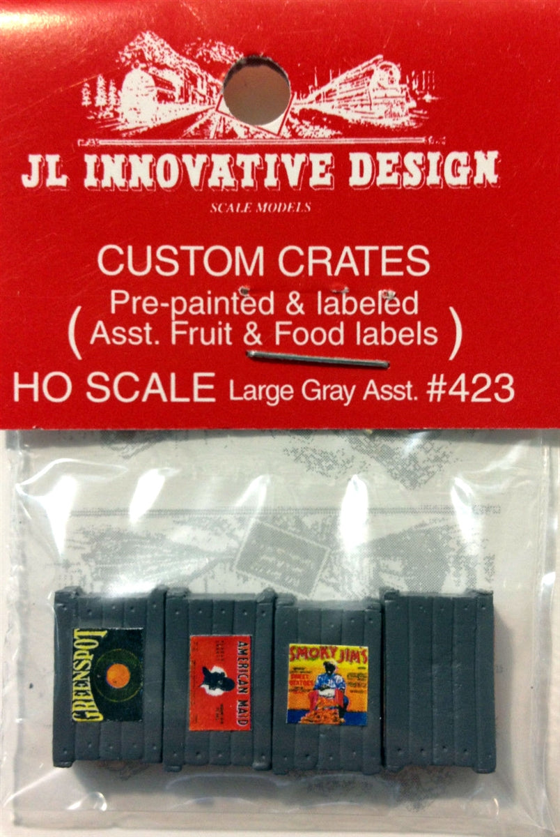 JL Innovative Design 423 large gray fruit and food crates in HO scale