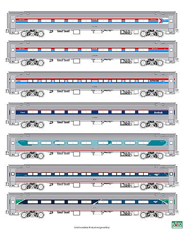 KATO N Amfleet 1 7pc Set All Phases w/Lights #1061051 - product image
