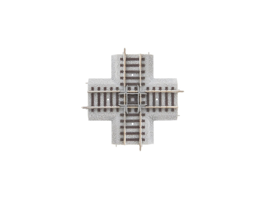 Lionel 8758090 HO FasTrack 90-degree crossover track, overhead view.