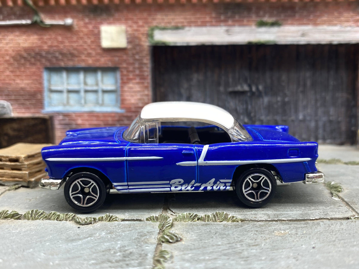 Matchbox 1955 Chevy Bel Air in Blue and White, loose diecast car