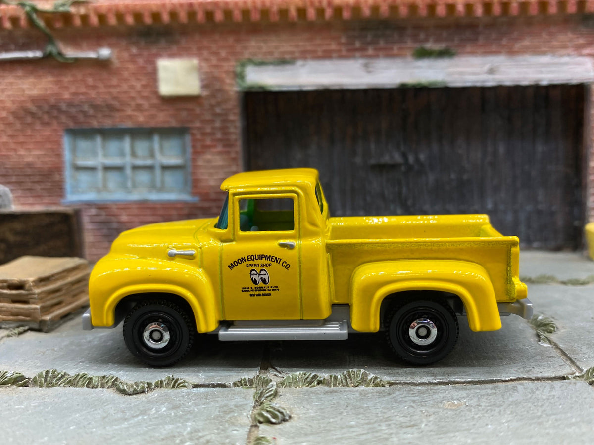 Matchbox 1956 Ford Pickup in Yellow Mooneyes Livery, loose diecast car