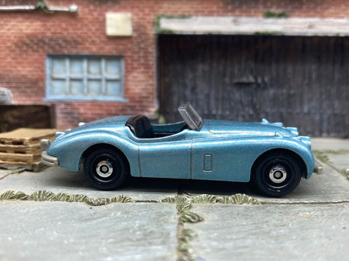 Matchbox 1956 Jaguar XK140 Convertible in Light Blue, loose diecast car