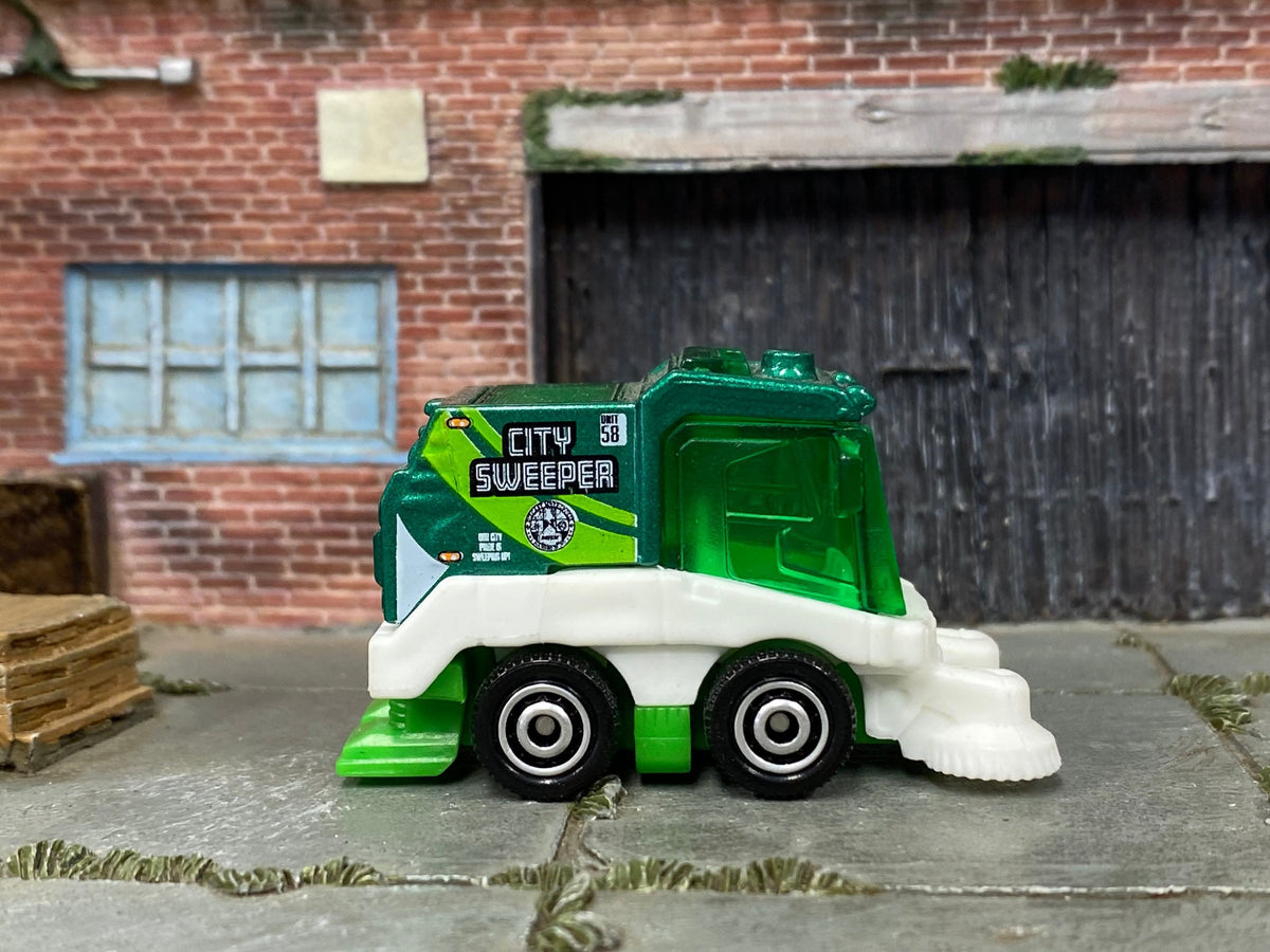 Matchbox City Sweeper green and white loose diecast - gallery image 1 of 3