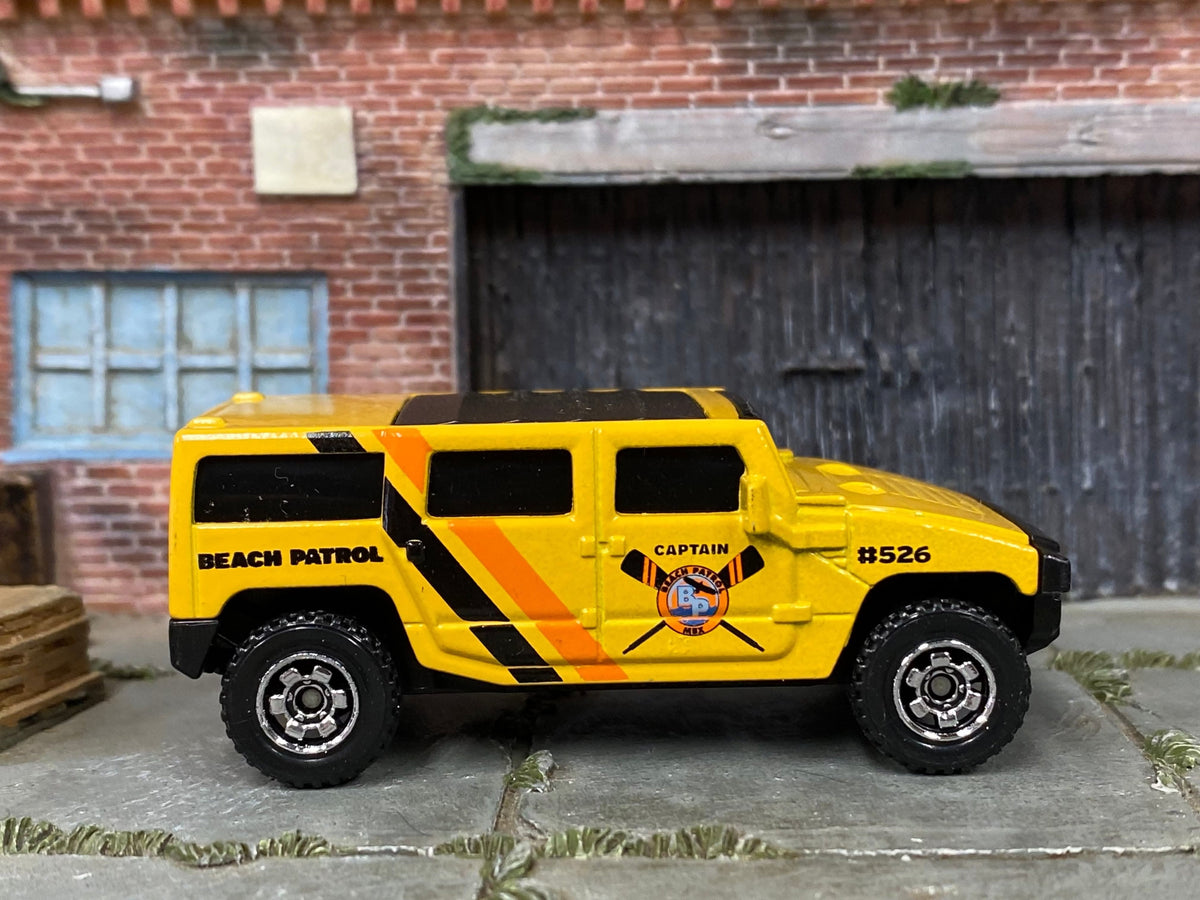 Matchbox Hummer H2 SUV Concept in Yellow Beach Patrol, loose diecast car