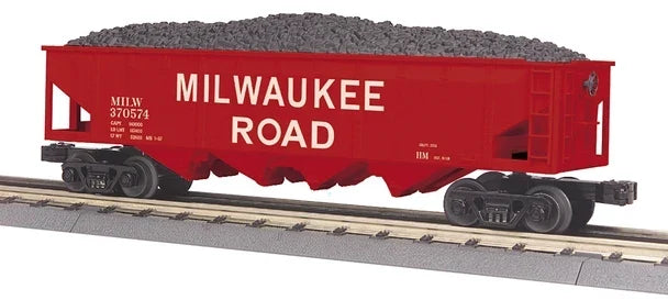 MTH 30-75755 Milwaukee Road number 370574 four-bay hopper