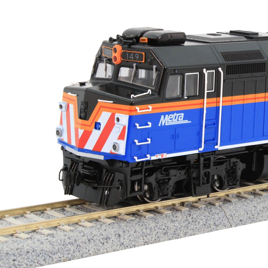 (HO) F40PH with Ditchlights Chicago Metra New Paint #149 (37-6575) exact product view 1