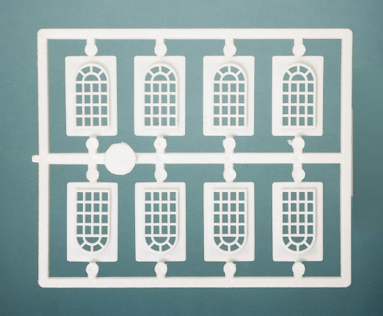 Ratio 523 eight arched industrial window frames on sprue