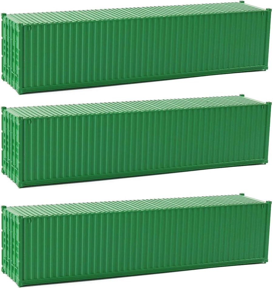 Rock Island Hobby N scale green 40-foot containers three pack