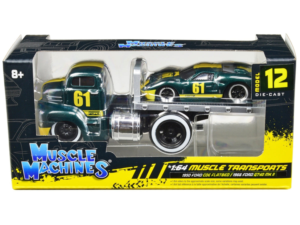 1950 Ford COE + 1966 Ford GT40 #61 Transport Set | Muscle Machines 1:64