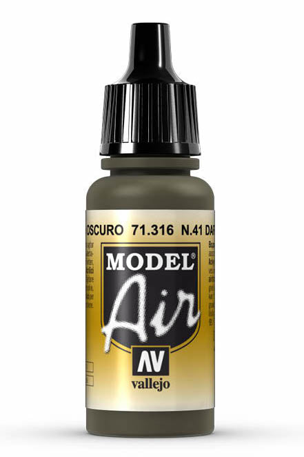 Vallejo Model Air 71316 N.41 Dark Olive Drab 17 ml dropper bottle