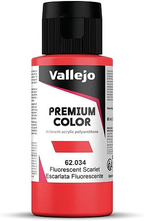 Vallejo Premium Fluorescent Scarlet Hobby Paint – 60ml – 62.034