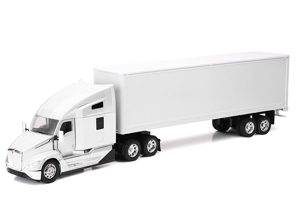 Kenworth T680 Truck White with Dry Van Trailer White "Long Haul Trucker" Series 1/32 Diecast Model by New Ray