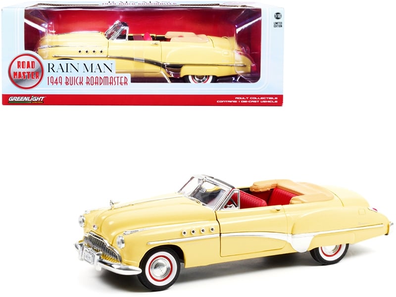 GreenLight 1:18 yellow 1949 Buick Roadmaster convertible from Rain Man with red interior