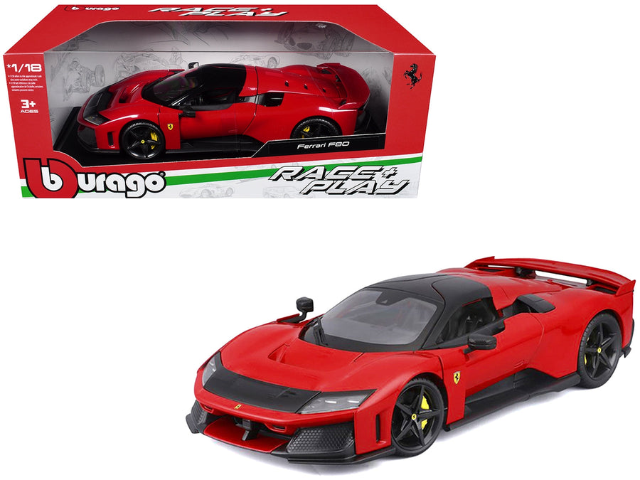 Red Ferrari F80 with black roof, Bburago 1:18 model 16022RD